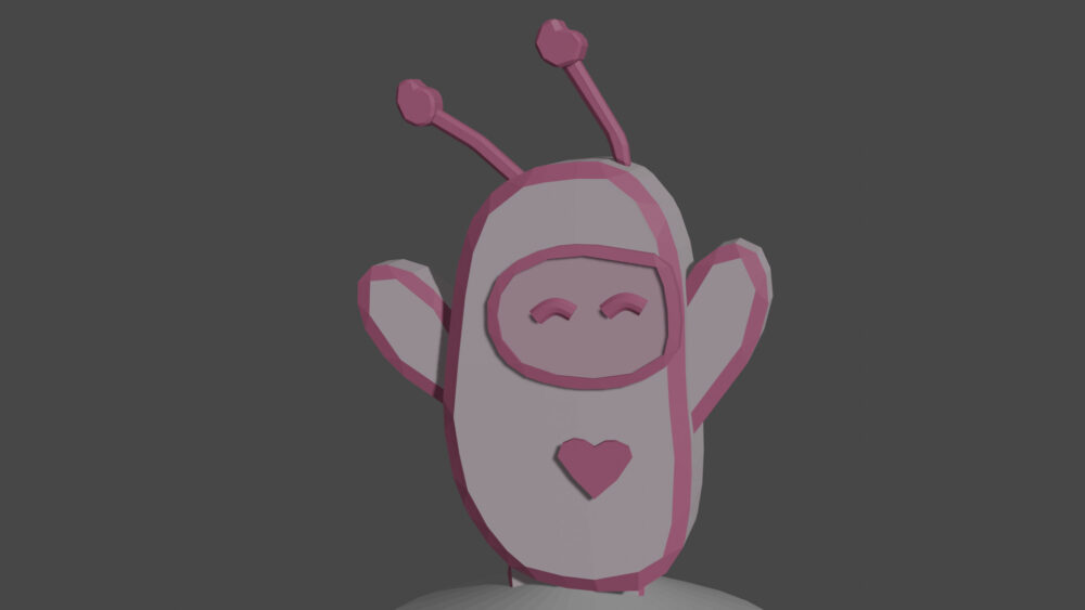 A 3D model of Pink Robot Studio's mascot, Chip